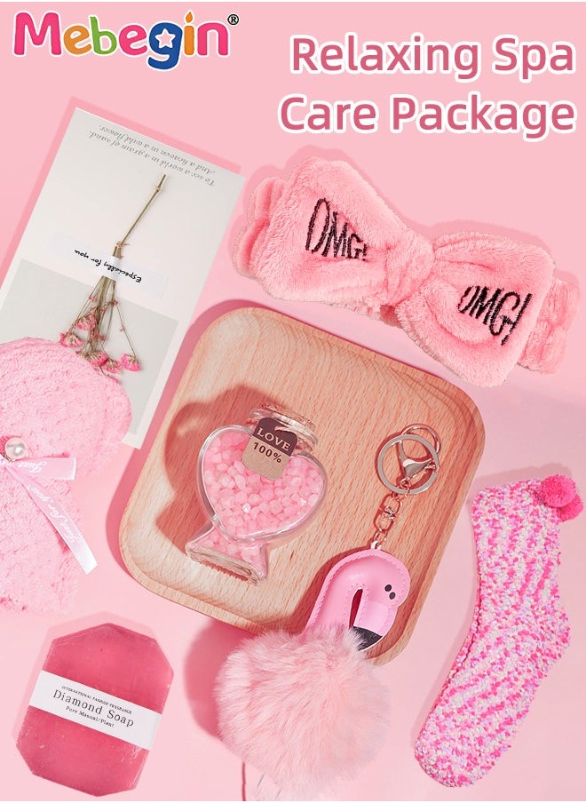 MEBEGIN Spa Gift Set for Women, Mother's Day Gifts Kit with 100ml Bath Salt, Diamond-shaped Soap, Pair of Socks, Scented Candle and Other Items, Unique Relaxing Spa Gift Basket, Creative Gifts for Mom, Wife, Girlfriend and Sister  - Image 3