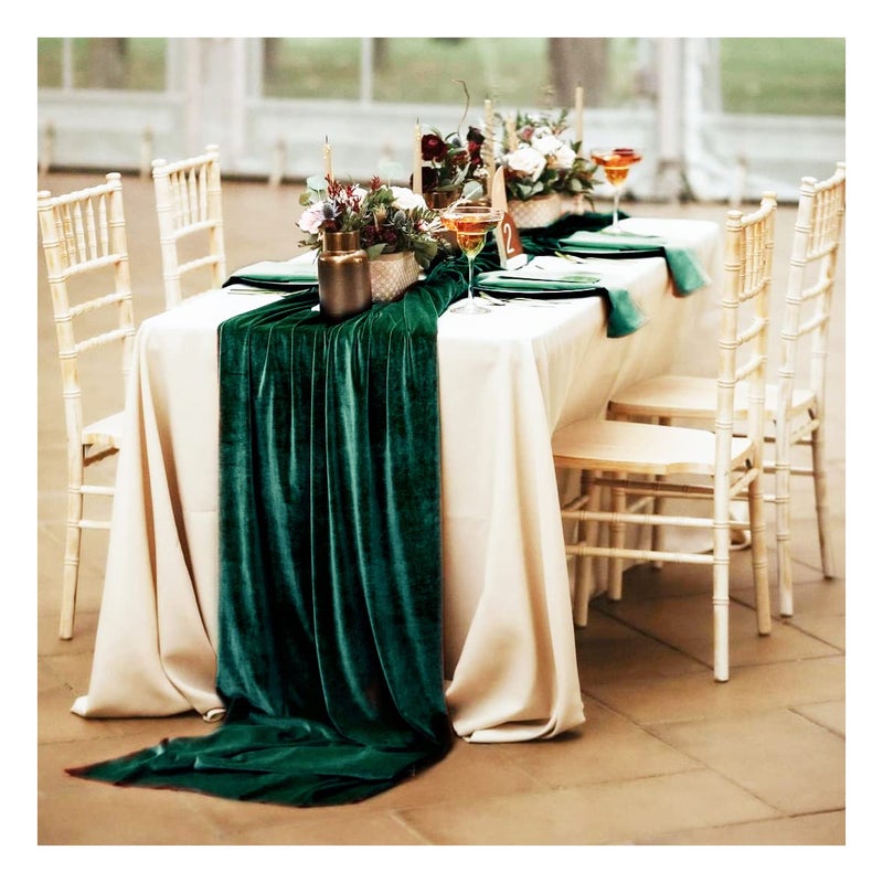 Velvet Table Runner Emerald Green 29x120 Inches Table Runners Soft Velvet Fabric Runners for Wedding Party Xmas Decorations