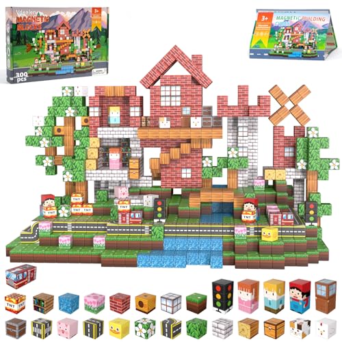 Vdealen 300 PCS Magnetic BlocksMagnetic Building Blocks Stacking Magnetic Cubes Toy for Kids STEM Montessori Sensory Toys for Boys and Girls Age 3 4 5 6 7 8 9 10 11 12 Christmas Birthday Gift - Image 1