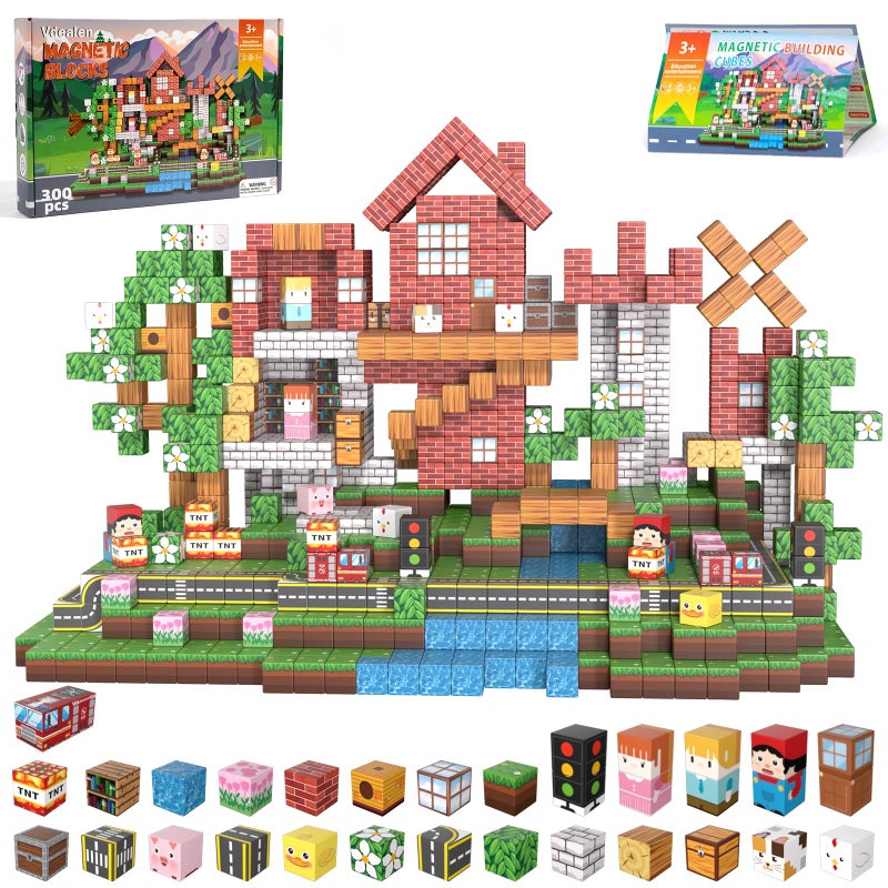 Vdealen 300 PCS Magnetic BlocksMagnetic Building Blocks Stacking Magnetic Cubes Toy for Kids STEM Montessori Sensory Toys for Boys and Girls Age 3 4 5 6 7 8 9 10 11 12 Christmas Birthday Gift - Image 3