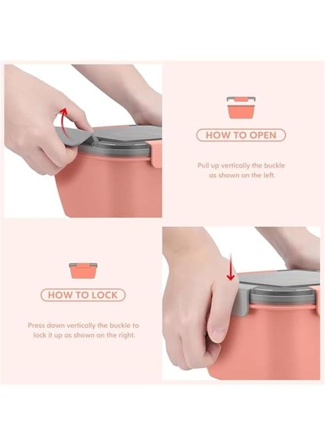 HOOKOR - Salad Lunch Container To Go, 52-oz Salad Bowls with 3 Compartments, Salad Dressings Container for Salad Toppings, Snacks, Men, Women (Pink) - Image 1
