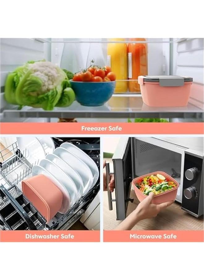 HOOKOR - Salad Lunch Container To Go, 52-oz Salad Bowls with 3 Compartments, Salad Dressings Container for Salad Toppings, Snacks, Men, Women (Pink) - Image 1
