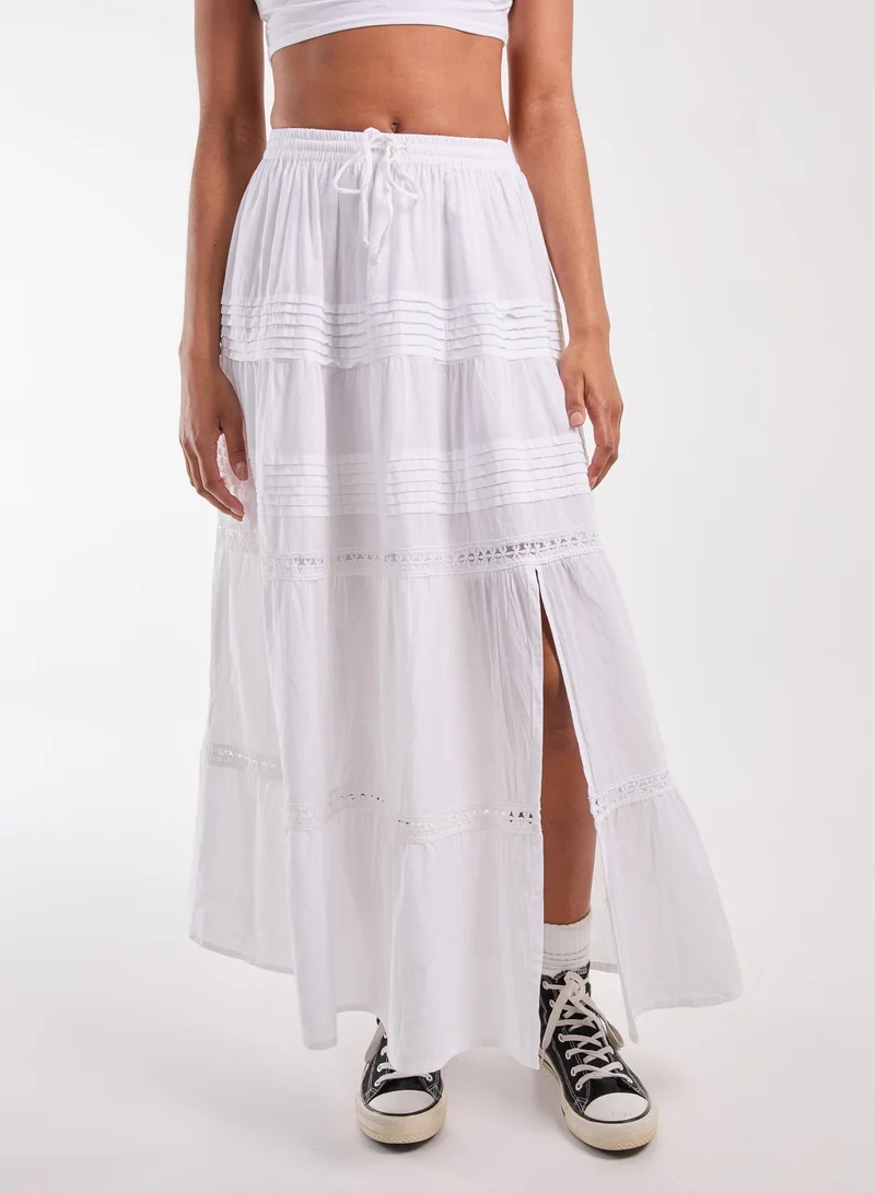 بينك فانيلا Prairie Tiered Maxi Skirt