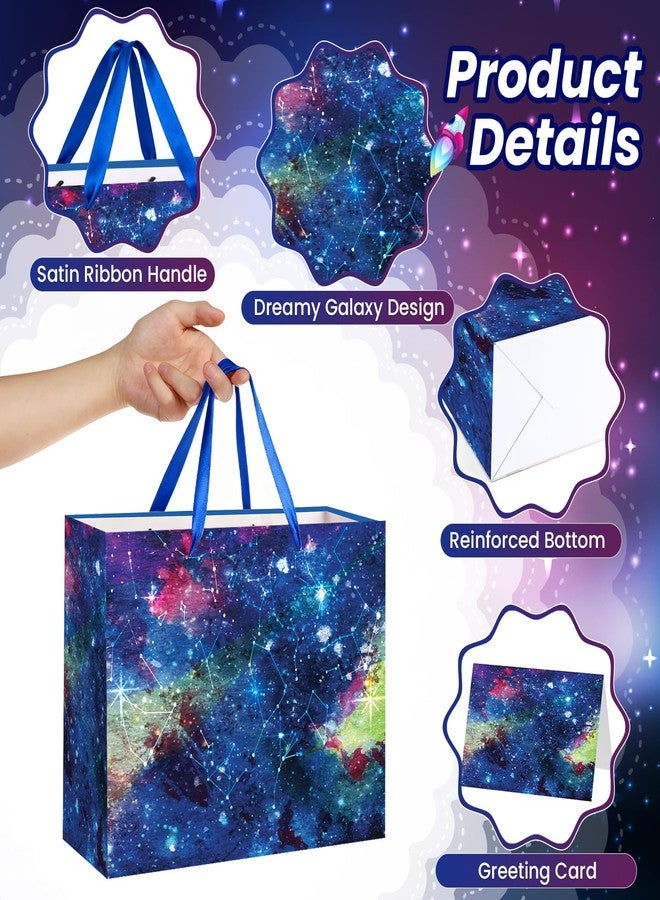 LUUFILx Galaxy Gift Bag Space Party Favors Bag with Card Tissue Paper Stars Outer Space Gift Wrap Blue Galaxy Wrapping Paper Goodie Candy Bag for Kids Boys Girls Birthday Anniversary Planet Party Decorations - Image 5