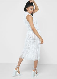 Amy Lynn High Neck Fringe Detail Openwork Dress  - Image 2