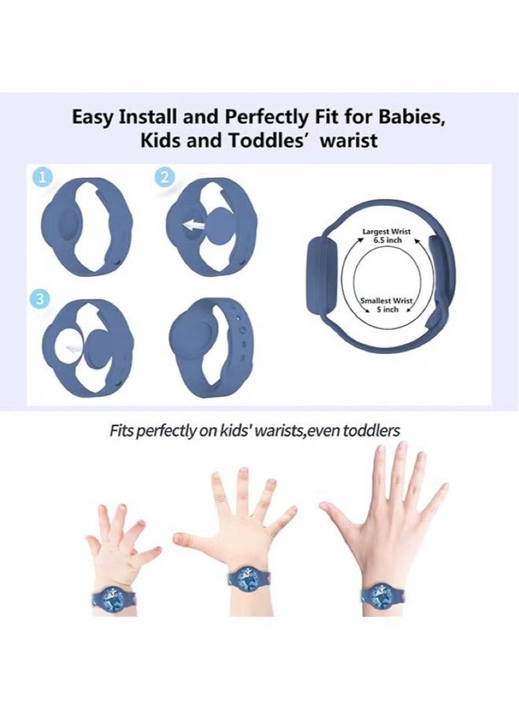 AirTag Bracelet for Kids, Waterproof Cute Cartoon Air tag Holder for Kids with Soft Silicone Full Coverage Anti-Lost Hidden Airtag Wristband Accessories for Child（Dark Blue)  - Image 2