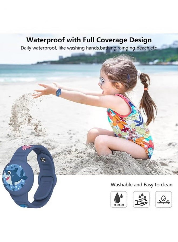 AirTag Bracelet for Kids, Waterproof Cute Cartoon Air tag Holder for Kids with Soft Silicone Full Coverage Anti-Lost Hidden Airtag Wristband Accessories for Child（Dark Blue)  - Image 5