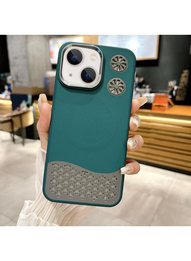 اس-توب جراب هاتف iPhone 14 مصنوع من الجلد المزخرف بمروحة مجوفة ومبرد مغناطيسي MagSafe - Image 1