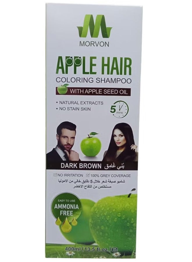 Apple Ammonia-Free Hair Dye Shampoo Dark Brown 400ml - Image 2