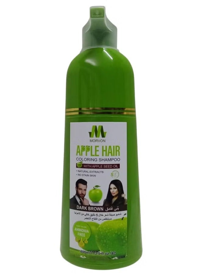 Apple Ammonia-Free Hair Dye Shampoo Dark Brown 400ml - Image 3