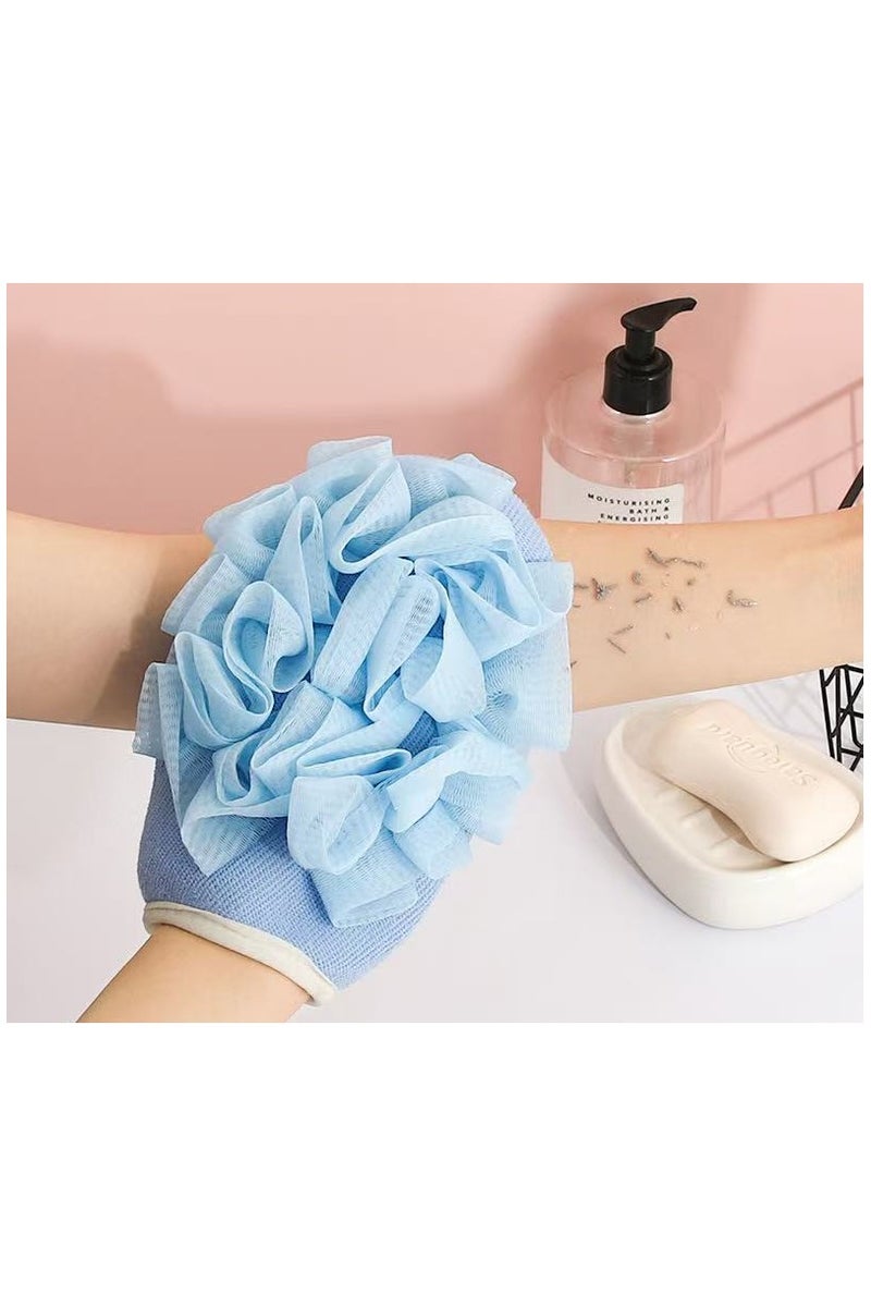 RTYY قفاز تقشير مع إسفنجة لوفا، إسفنجة استحمام مزدوجة الجوانب، إسفنجة تقشير الجسم باللوفة للاستحمام للنساء/الرجال، قفازات تقشير الجسم لإزالة الجلد الميت 2 عناصر - Image 2