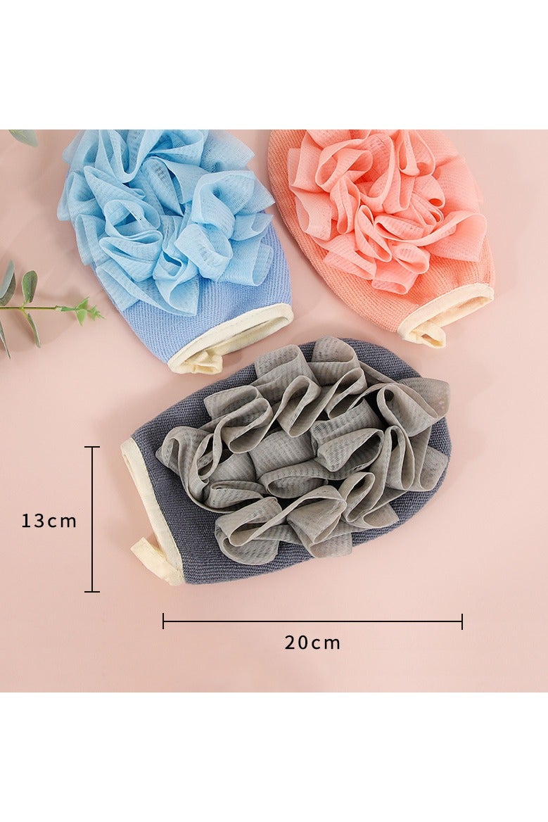 RTYY قفاز تقشير مع إسفنجة لوفا، إسفنجة استحمام مزدوجة الجوانب، إسفنجة تقشير الجسم باللوفة للاستحمام للنساء/الرجال، قفازات تقشير الجسم لإزالة الجلد الميت 2 عناصر - Image 4