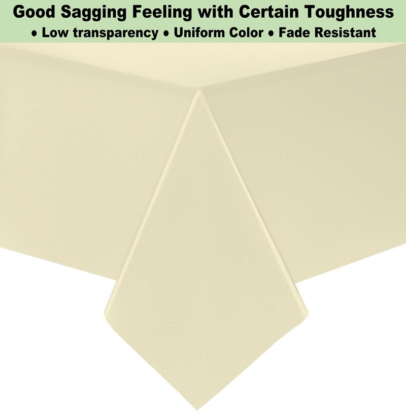 rebdng Plastic Ivory Tablecloths 3 Pack Cream Disposable Table Covers 54"" x 108"" Milky White Table Cloths for Bridal Shower Parties Picnic Engagements Weddings Birthdays  Fits 6 to 8 Foot Rectangle Tables - Image 3