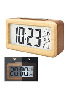 SYOSI Wooden Digital Alarm Clock, SYOSI Large LED Display, 12/24 Hours ...