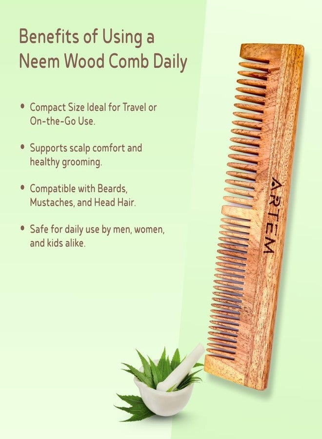 ARTEM Neem Wood Comb – Wide and Fine Tooth Wooden Hair Comb for Men & Women – Made with Natural Seasoned Neem Wood – Eco-Friendly & Gentle for Daily Use - Image 5