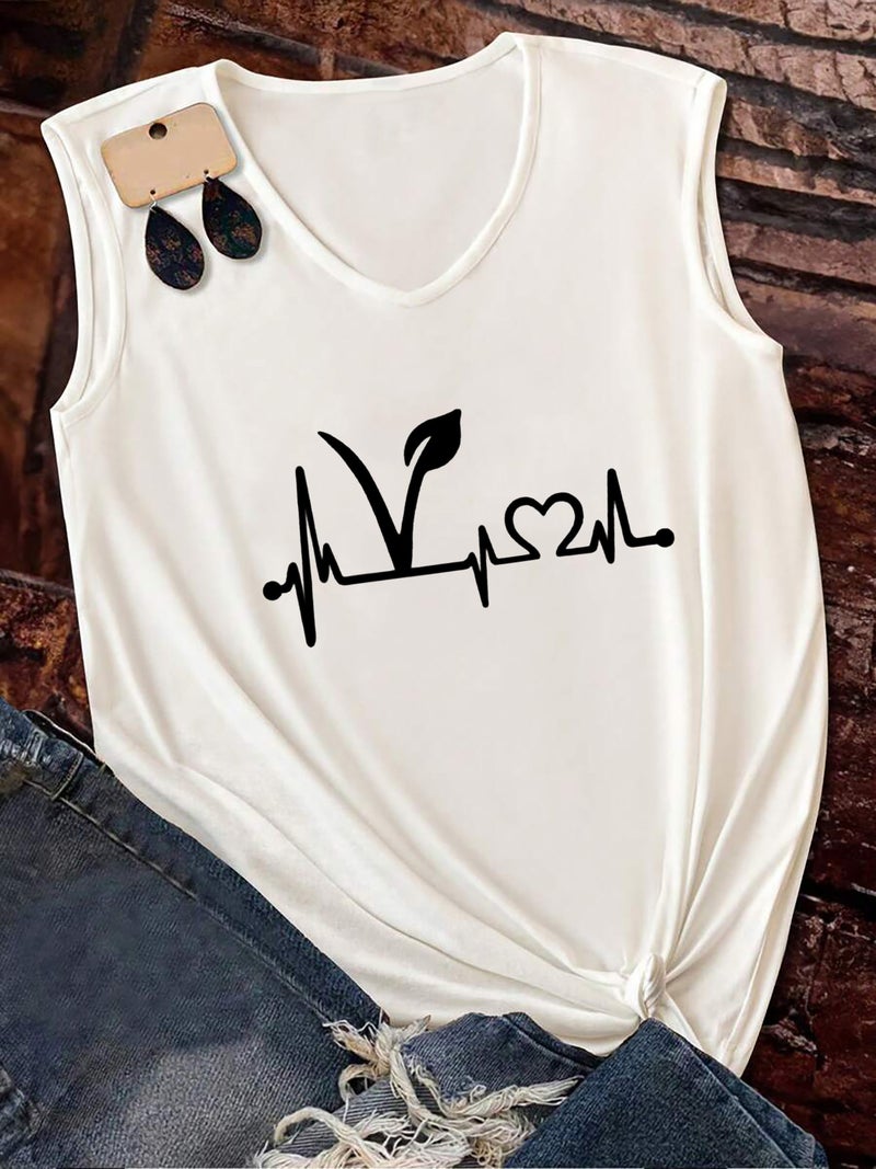 2025 New Letter Sleeveless Vest Casual Fashion Printing All-Match Short Sleeve T-Shirt A47 Printing - Image 3