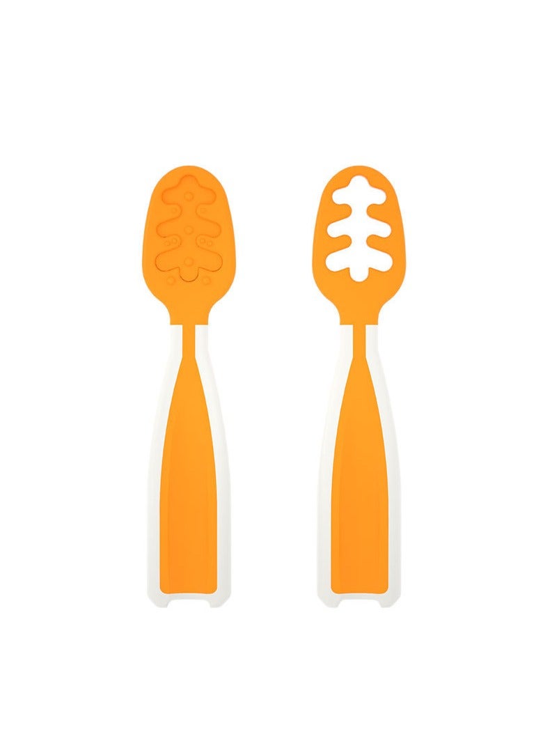 CMGTYYD Baby Cutlery Fork Spoons Set, Baby Training Led Weaning (BLW) Teething Spoon, Self Feeding Silicone Toddler Food Utensils BPA Free Dishwasher Safe (with organizer) - Image 1