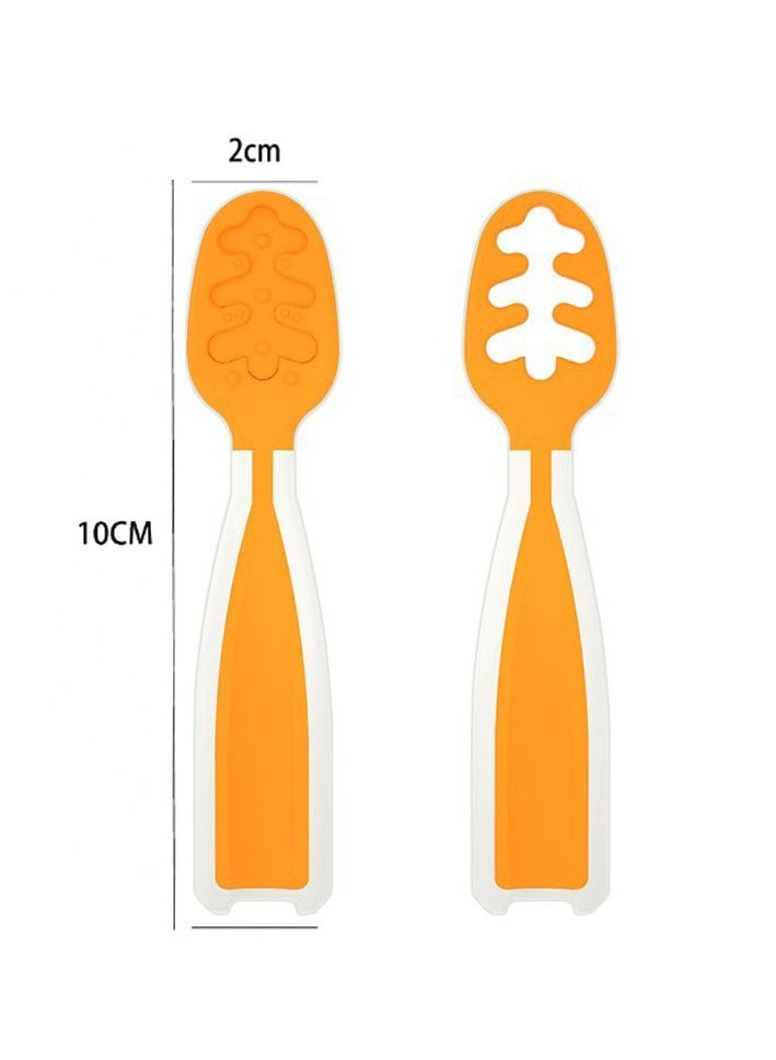 CMGTYYD Baby Cutlery Fork Spoons Set, Baby Training Led Weaning (BLW) Teething Spoon, Self Feeding Silicone Toddler Food Utensils BPA Free Dishwasher Safe (with organizer) - Image 4