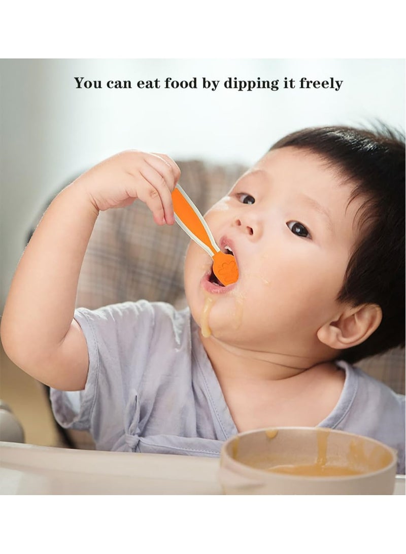 CMGTYYD Baby Cutlery Fork Spoons Set, Baby Training Led Weaning (BLW) Teething Spoon, Self Feeding Silicone Toddler Food Utensils BPA Free Dishwasher Safe (with organizer) - Image 3