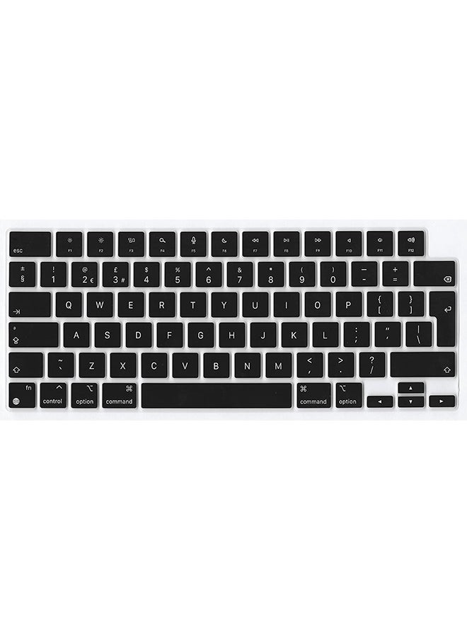 O Ozone Macbook Keyboard Cover Skin for MacBook Pro 14 Inch 16 inch Keyboard skin 2021 Compatible with A2442 A2485 UK English Layout Black  - Image 1