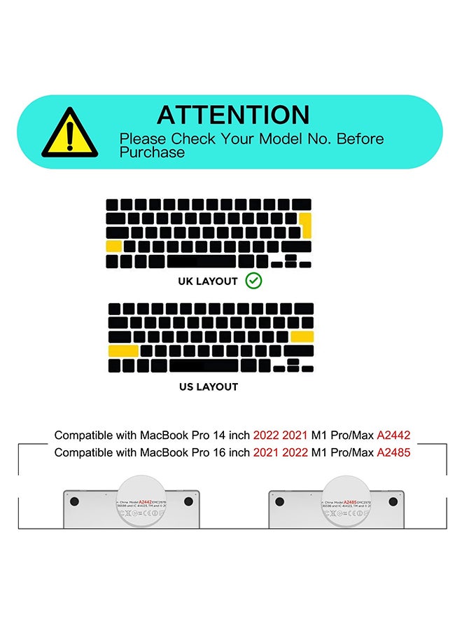 O Ozone Macbook Keyboard Cover Skin for MacBook Pro 14 Inch 16 inch Keyboard skin 2021 Compatible with A2442 A2485 UK English Layout Black  - Image 3