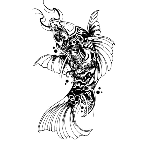 INKARTLINK Tattoo Tech, 2 Sheets Large Semi Permanent Tattoo, Adult Art Design Temporary Tattoos, Lasts 1-2 Weeks, Waterproof, Realistic Look, No Adhesive, No Reflection (Koi Carp Design) - Image 3