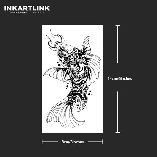 INKARTLINK Tattoo Tech, 2 Sheets Large Semi Permanent Tattoo, Adult Art Design Temporary Tattoos, Lasts 1-2 Weeks, Waterproof, Realistic Look, No Adhesive, No Reflection (Koi Carp Design) - Image 4
