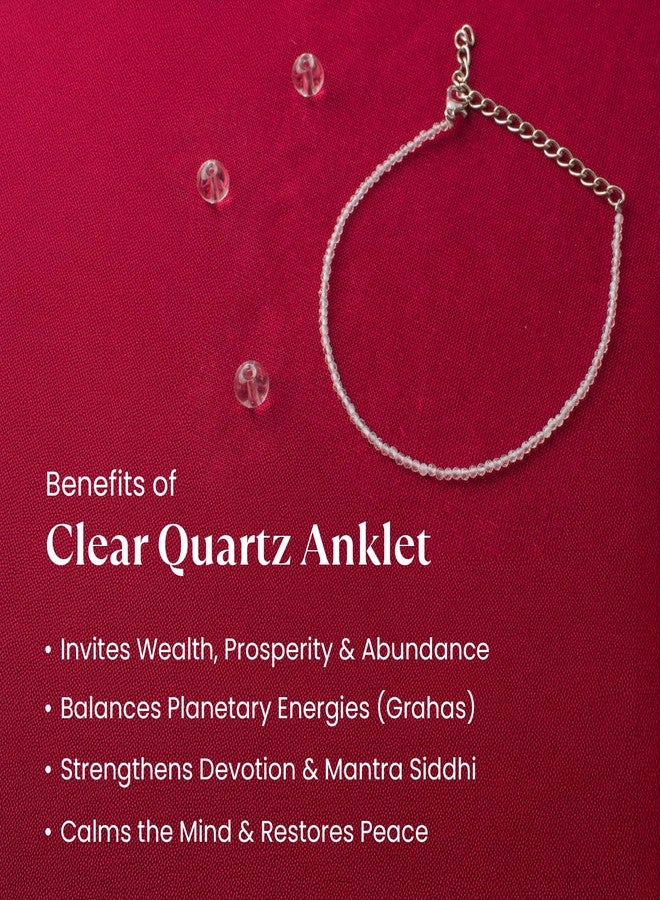 Astrotalk Clear Quartz Anklet | Master Healer Stone for Energy, Focus & Positivity | Clear Quartz Anklet for Women | Spiritual Jewellery for Women | Valentine Gift for Girlfriend - Image 3
