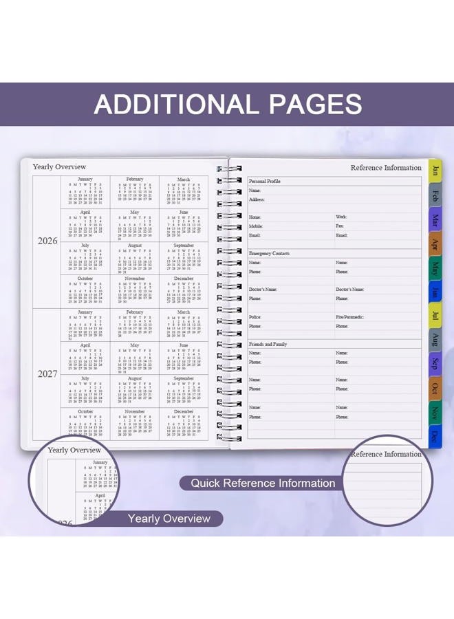 Nokingo 2026 Planner - Weekly & Monthly Planner Runs Jan 2026 to Dec 2026, 6.25" x 8.25", 12 Monthly Tabs, 14 Notes Pages, Inner Pocket, Flexible Cover with Twin-Wire Binding, Planners 2026 (Purple, 6.25" x - Image 4
