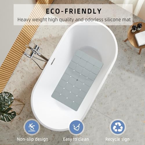 MeimeiDe Bathtub Mat Non Slip 15" x 28" Silicone Foldable Tub Mat with Strong Suction Cups & Large Drain Holes, Durable & Eco-Friendly, for Smooth Surfaces, Ideal for Seniors, Adults Grey - Image 2