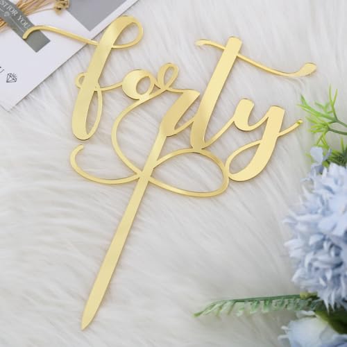 Auteby Acrylic 40th Birthday Cake Topper Forty Cake Topper Cheers to 40 Years Old 40th Anniversary Party Decorations Supplies - Image 1