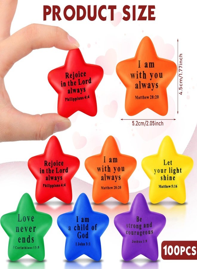Rotatingpals 100 Pcs Easter Christian Star Stress Balls Bulk Jesus Bible Quotes Motivational Colorful PU Foam Stress Relief Squeeze Balls for First Communion for Adults Gifts - Image 2