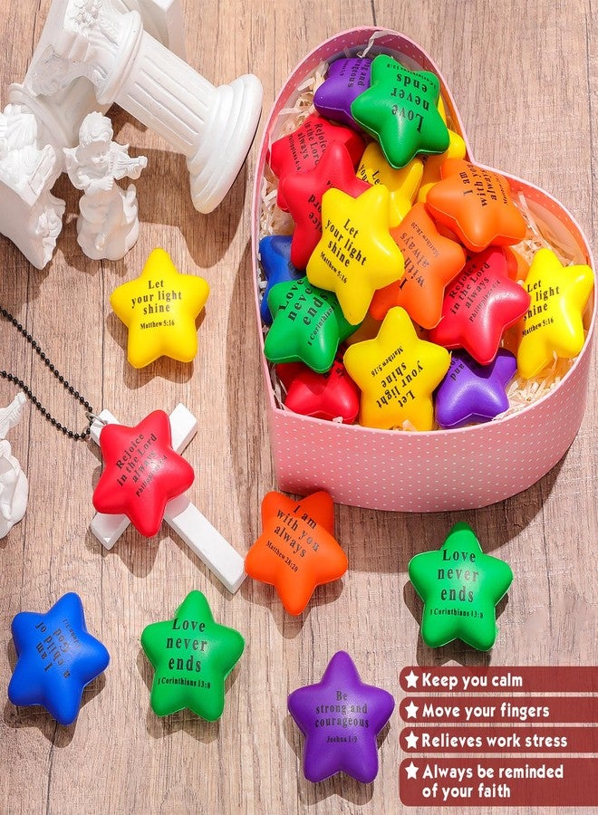 Rotatingpals 100 Pcs Easter Christian Star Stress Balls Bulk Jesus Bible Quotes Motivational Colorful PU Foam Stress Relief Squeeze Balls for First Communion for Adults Gifts - Image 4