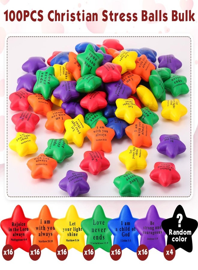 Rotatingpals 100 Pcs Easter Christian Star Stress Balls Bulk Jesus Bible Quotes Motivational Colorful PU Foam Stress Relief Squeeze Balls for First Communion for Adults Gifts - Image 3