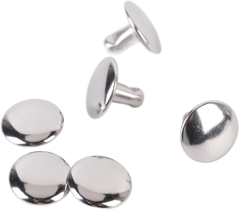 500 Set Leather Crafting Rivets, Double Cap Leather Rivets, Stainless Steel 9x6mm Metal Rivets for Handcraft, Belt Repair, Apparel, Boots, Handbags with Polished Finish - Image 5