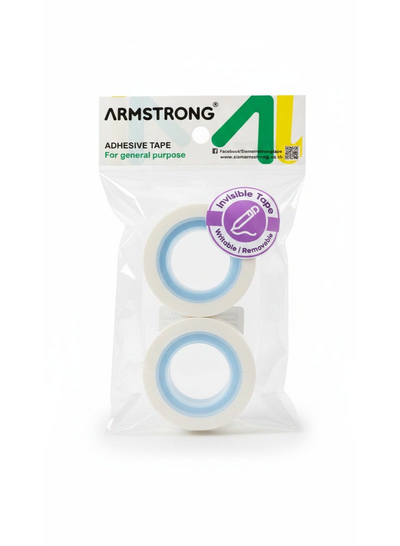 آرمسترونغ ارمسترونج - شريط لاصق شفاف وقابل للكتابة (عبوة قطعتين)