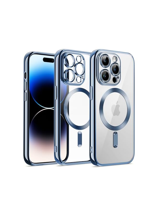 JETech Soft Clear Case for iPhone 14 Pro 6.1-Inch, Camera Lens Full Protection, Compatible with MagSafe Wireless Charging, Shockproof Electroplated TPU Phone Cover (Blue) - Image 1