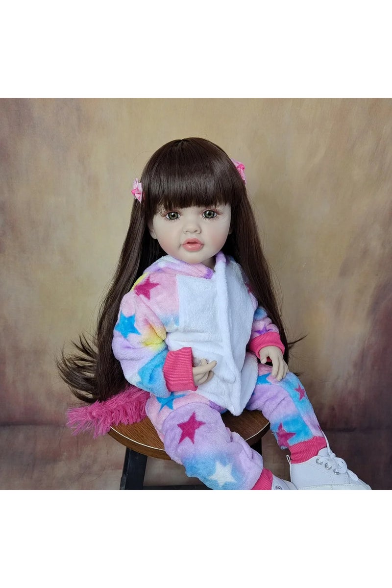 إيروريكس دمية طفلة حديثة الولادة واقعية من BZDOLL، طولها 55 سم (22 بوصة)، بجسم كامل من السيليكون الناعم. - Image 2