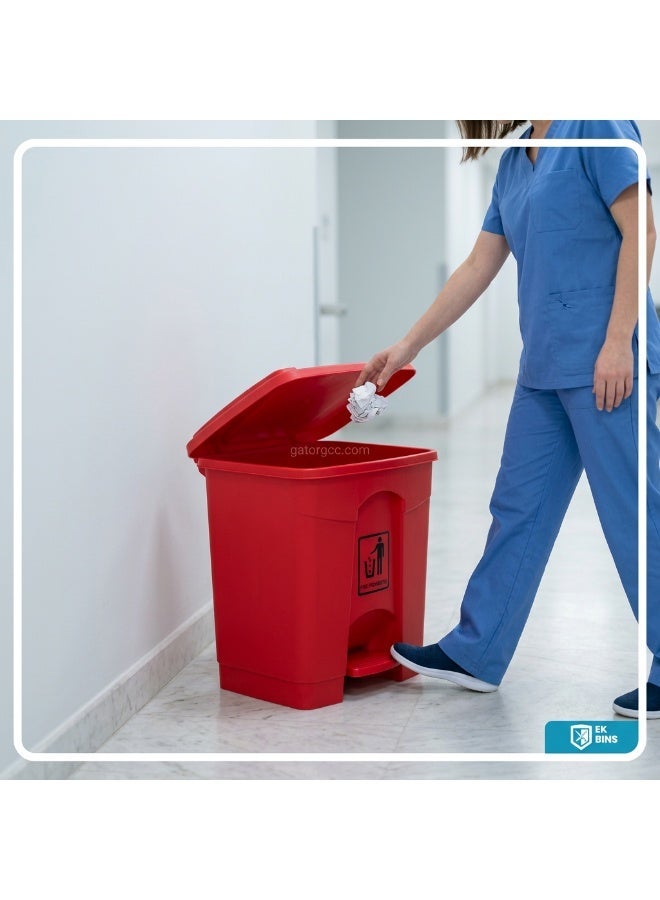 EK Bins Mini Step Trash Bin | Plastic Matte Finish | Suitable For Bathrooms & Kitchens | Red | 20 Liters - Image 4