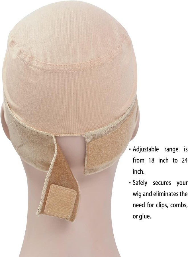YTBYT Wig Grip Cap for Women Non Slip with Wig Grip Band 2-in-1 Adjustable Bamboo Fiber Wig Caps for Women (Beige) - Image 3
