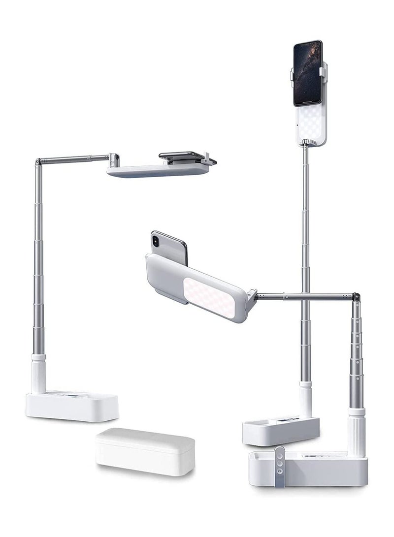 Video Recording Phone Holder, Foldable LED Light Stand, Portable Multifunction Holder, Kitchen Table Mount Stand - Image 1