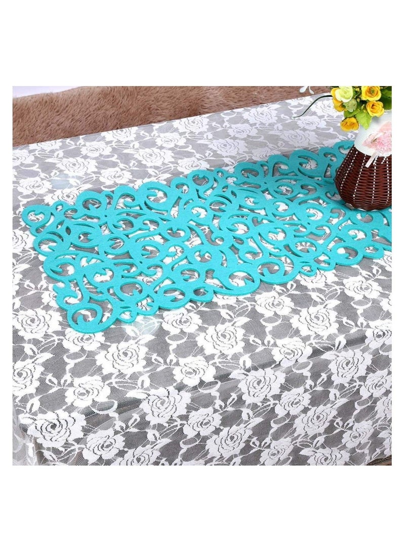 NIBEMINENT Hollow Flower Table Runner, Washable Decor Room Decoration Elegant Accessory Home Aesthetic Stylish Linen Attractive Centerpiece Modern Setting, Light Blue(39.37" x 11.81") - Image 4