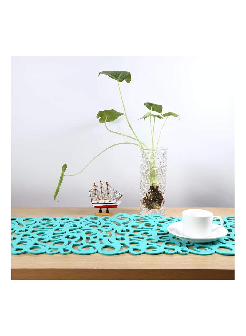 NIBEMINENT Hollow Flower Table Runner, Washable Decor Room Decoration Elegant Accessory Home Aesthetic Stylish Linen Attractive Centerpiece Modern Setting, Light Blue(39.37" x 11.81") - Image 2