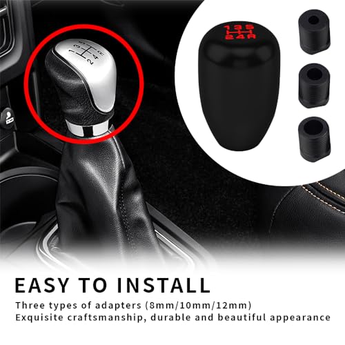 Kutyun Car Gear Shift Knobs, Manual Transmission Shift Knob, 5 Speed Car Stick Shift Knob with Adapter, Aluminum Alloy Shift Lever Knob, Universal Automatic Car Accessories for Manual Car - Image 4