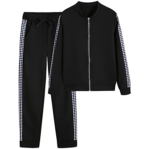 amropi Women's 2 Piece Tracksuit Sweatsuits Sets Zipper Sweatshirt and Jogging Sweatpants Suit Black, XXL - Image 1