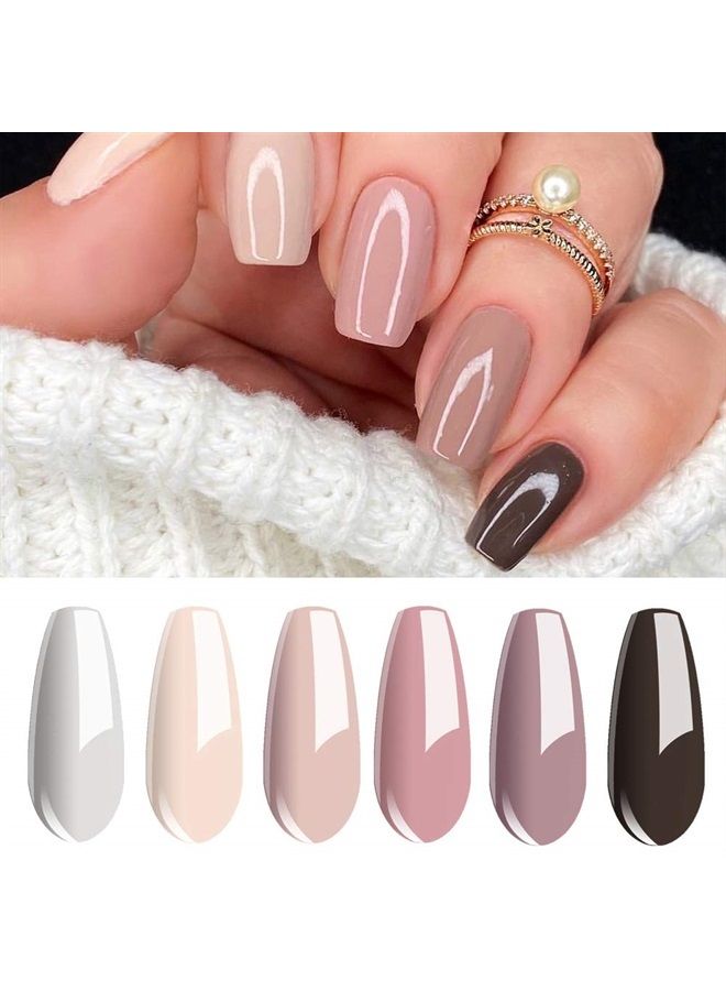 Vishine Gel Nail Polish Set, Soak Off UV LED Nude Maroon Gel Nail Polish Color Set Of 6pcs X 8ml - Image 1
