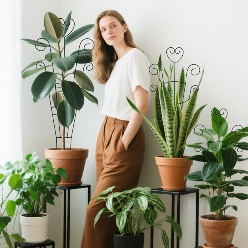 OYOEETD 30 Inch Plant Trellis for Climbing Plants Indoor, Outdoor Metal Garden Trellis for Potted Plants, Houseplant Plant Support for Ivy Pothos Monstera Hoya Flower Vine Black Heart (Black-2pcs) - Image 4