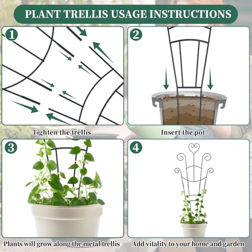 OYOEETD 30 Inch Plant Trellis for Climbing Plants Indoor, Outdoor Metal Garden Trellis for Potted Plants, Houseplant Plant Support for Ivy Pothos Monstera Hoya Flower Vine Black Heart (Black-2pcs) - Image 5