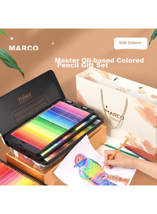 Marco 240-color Oil-based Customized Collector's Edition Gift Box, Colored Pencils, Professional Art Exam, Student Back-to Exam, Drawing Pencil Set, Gift For Boys And Girls, Back-to Gift, Drawing Kit - Image 1