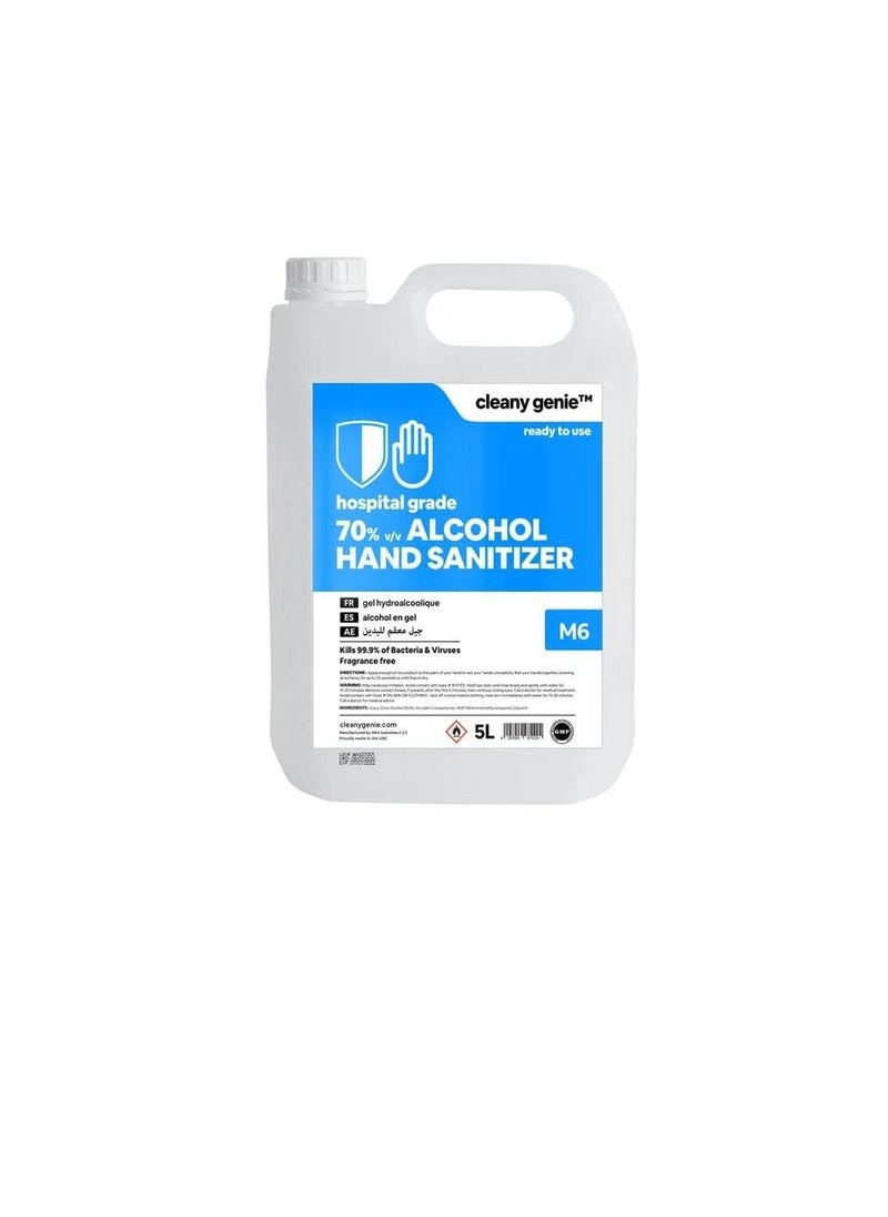 cleany genie - Cleany genie Hospital Grade Hand Sanitizer 5L Crystal Clear and Fragrance Free Gel with Anti Bacterial with Germ Protection - Image 1